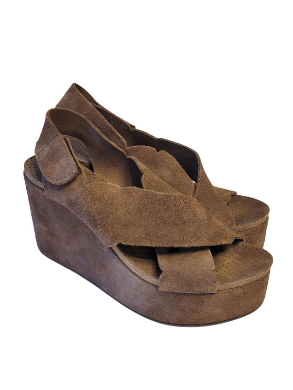 Pedro Garcia Suede Slingback Platform Wedge Sandal